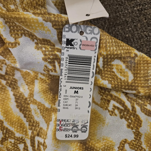 Bongo Bathing Suit Swim Top M Juniors Gold and White - Picture 3 of 8